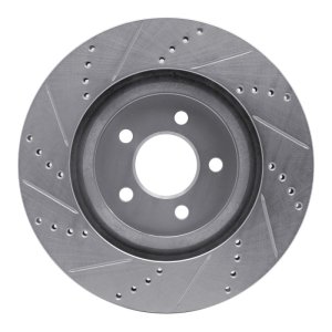 Ford Mustang Brake Rotor (1) - Front Right - R1 Concepts - Drilled & Slotted - Silver - `94-`04